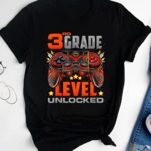 3rd Grade Level Unlocked Video Game Vintage Back To School T Shirt