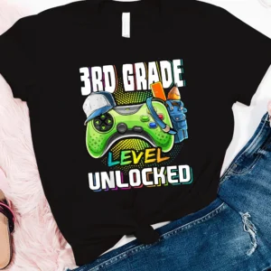 3rd Grade Level Unlocked Video Game Back to School Boys T Shirt